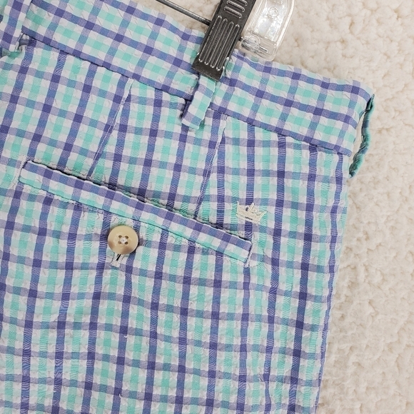 Peter Millar Shorts Mens 36 Seersucker Featherweight Purple White Plaid (37x8.5) - Picture 10 of 14